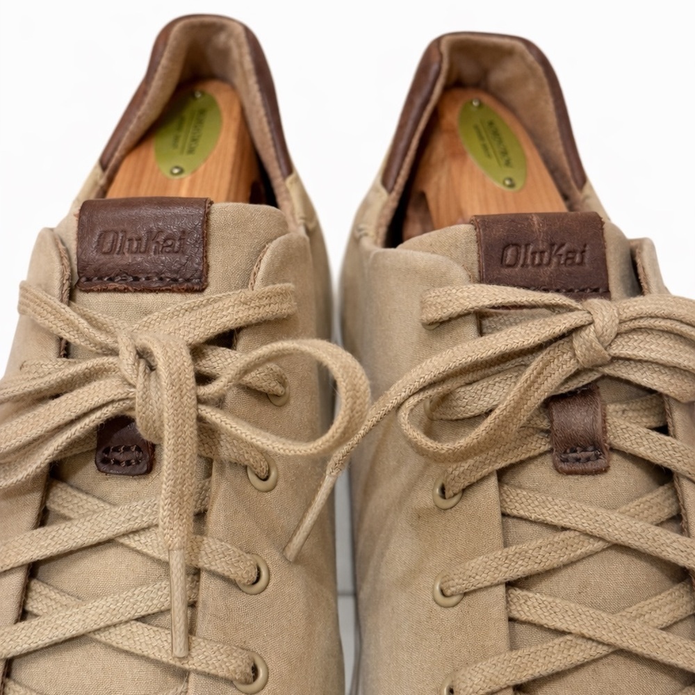 OluKai Lae‘ahi Li Sneakers Men’s 11.5 Tan Nubuck Casual Lace Up Comfort Shoes - Picture 4 of 7